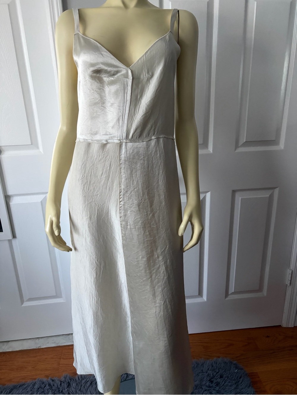 Zara Silky silver Slip Dress with Spaghetti Straps/ Size XS